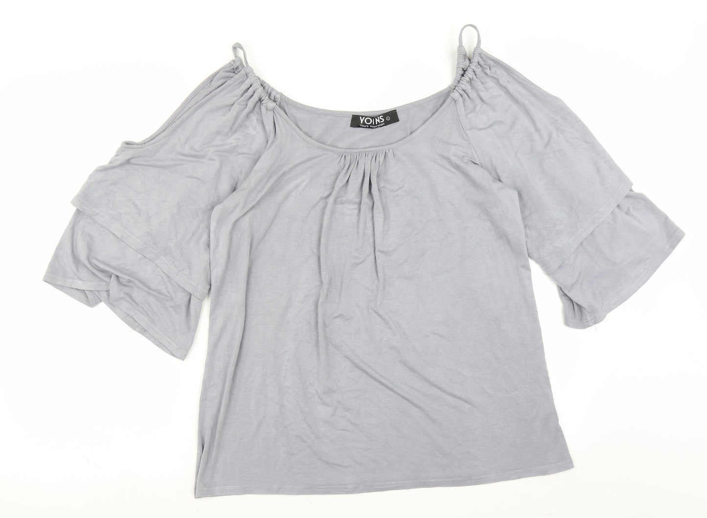 Yoins Womens Purple   Basic Blouse Size L  - cold shoudler
