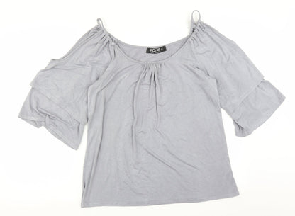 Yoins Womens Purple   Basic Blouse Size L  - cold shoudler