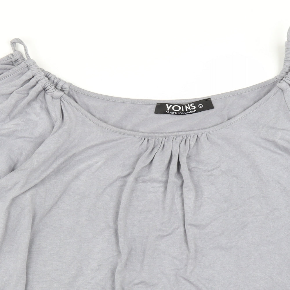 Yoins Womens Purple   Basic Blouse Size L  - cold shoudler