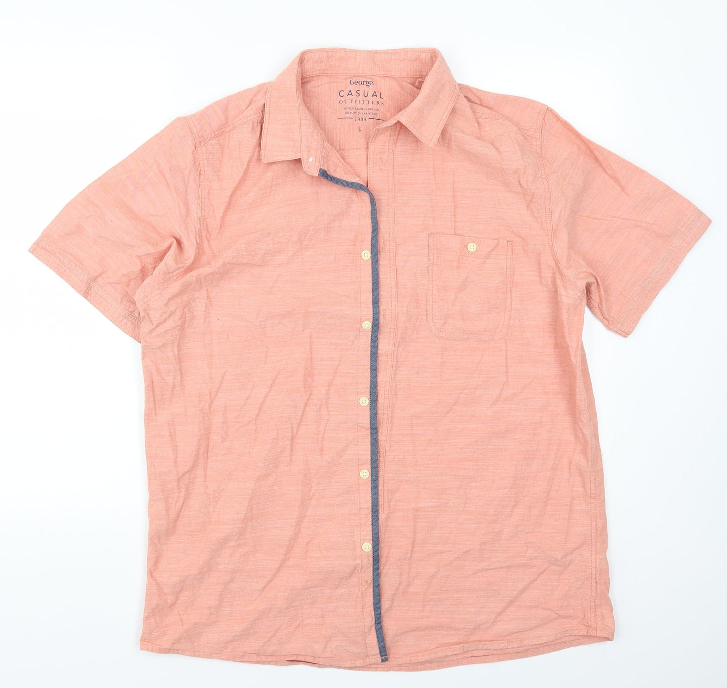 George Mens Pink    Button-Up Size L