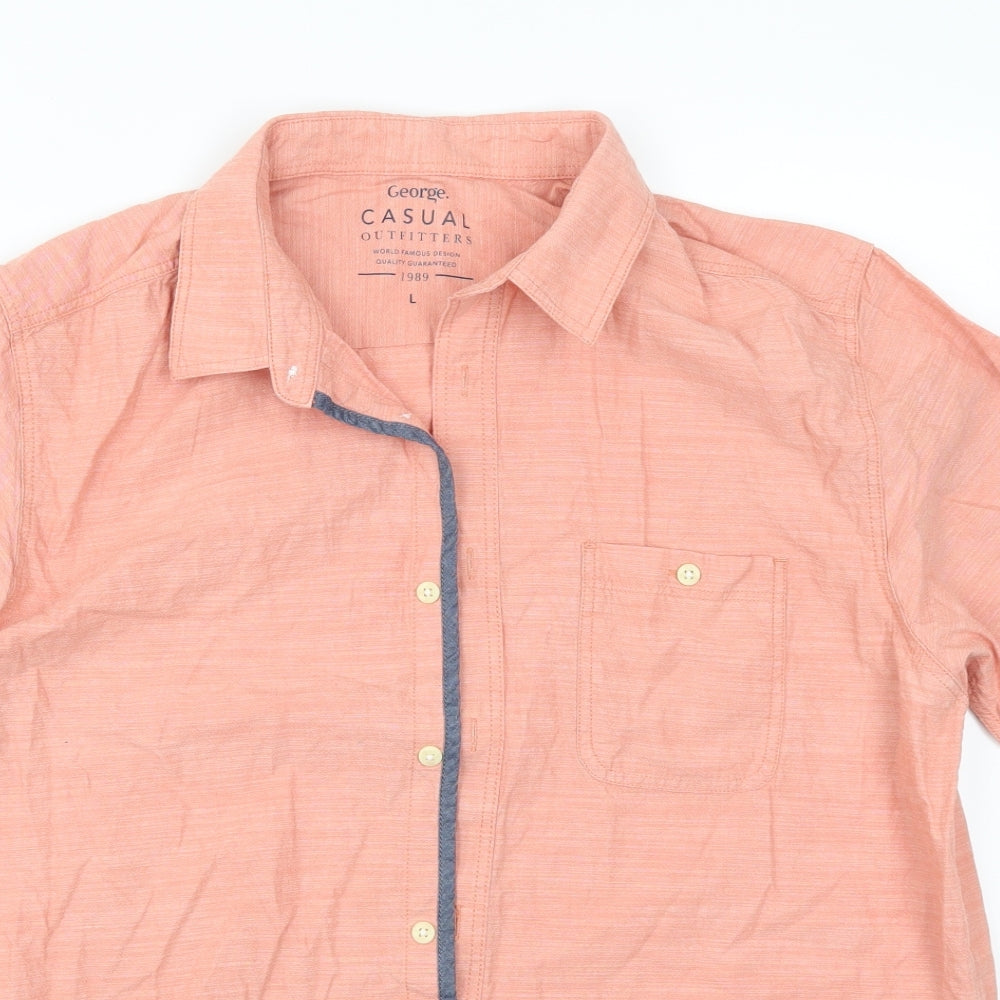 George Mens Pink    Button-Up Size L