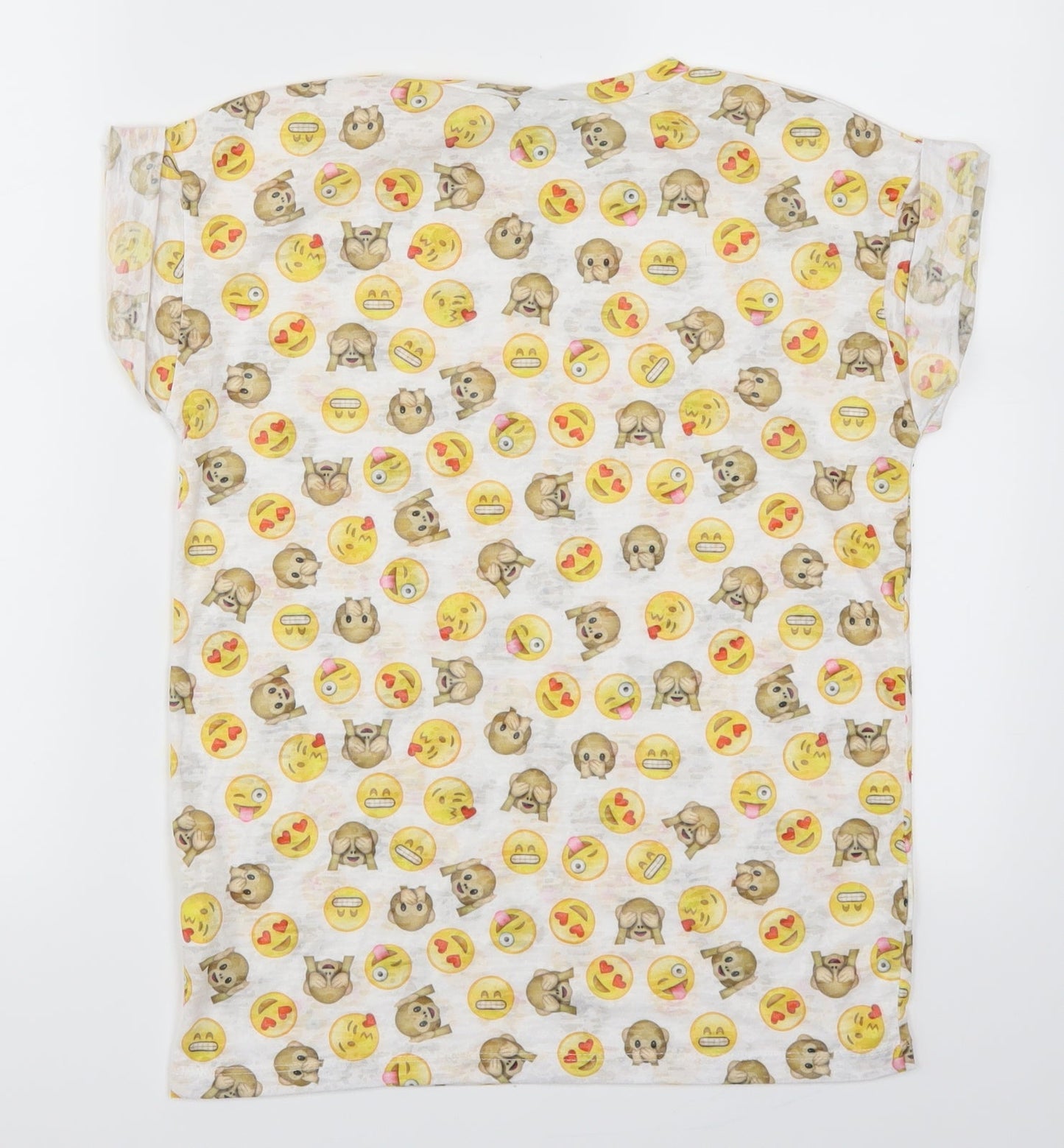 Atmosphere Womens White   Basic T-Shirt Size 6  - Emoji's