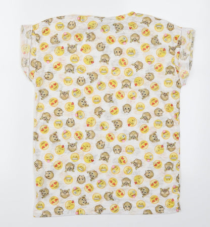 Atmosphere Womens White   Basic T-Shirt Size 6  - Emoji's