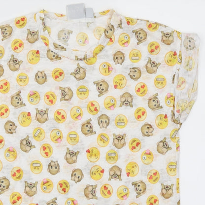 Atmosphere Womens White   Basic T-Shirt Size 6  - Emoji's
