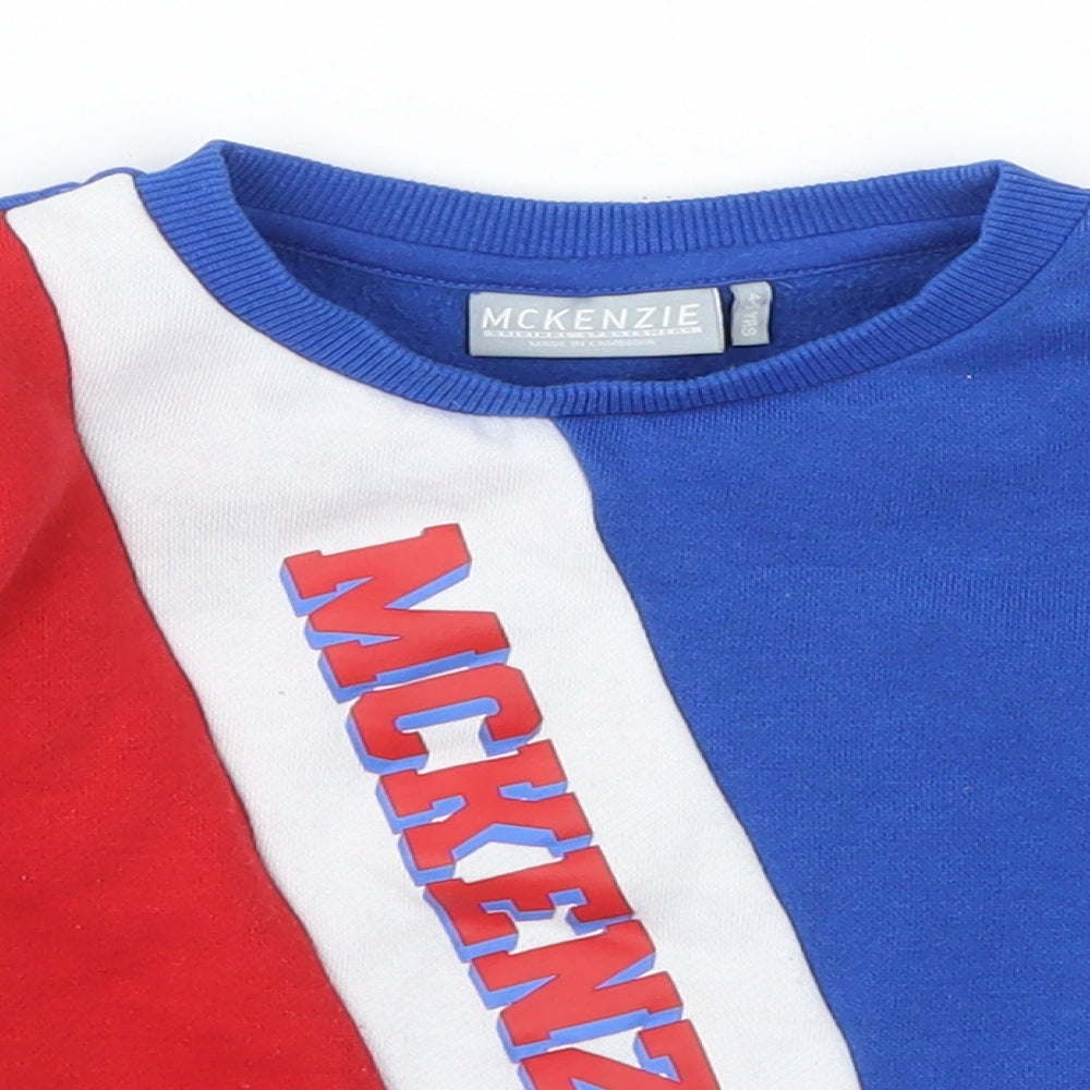 McKenxie Boys Blue Colourblock  Pullover Sweatshirt Size 4-5 Years  - Red