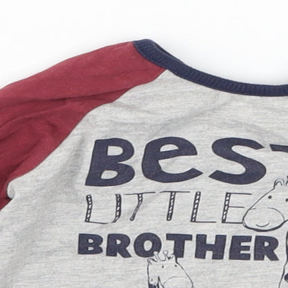 George Boys Red   Basic T-Shirt Size 0-3 Months  - Best Little Brother Giraffes