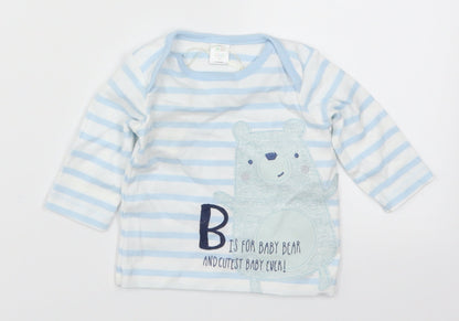 Mini Club Boys Blue Striped  Basic T-Shirt Size 0-3 Months  - B Is For Bear and Baby