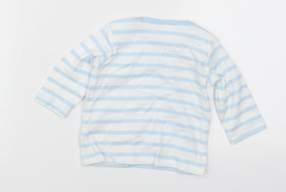 Mini Club Boys Blue Striped  Basic T-Shirt Size 0-3 Months  - B Is For Bear and Baby
