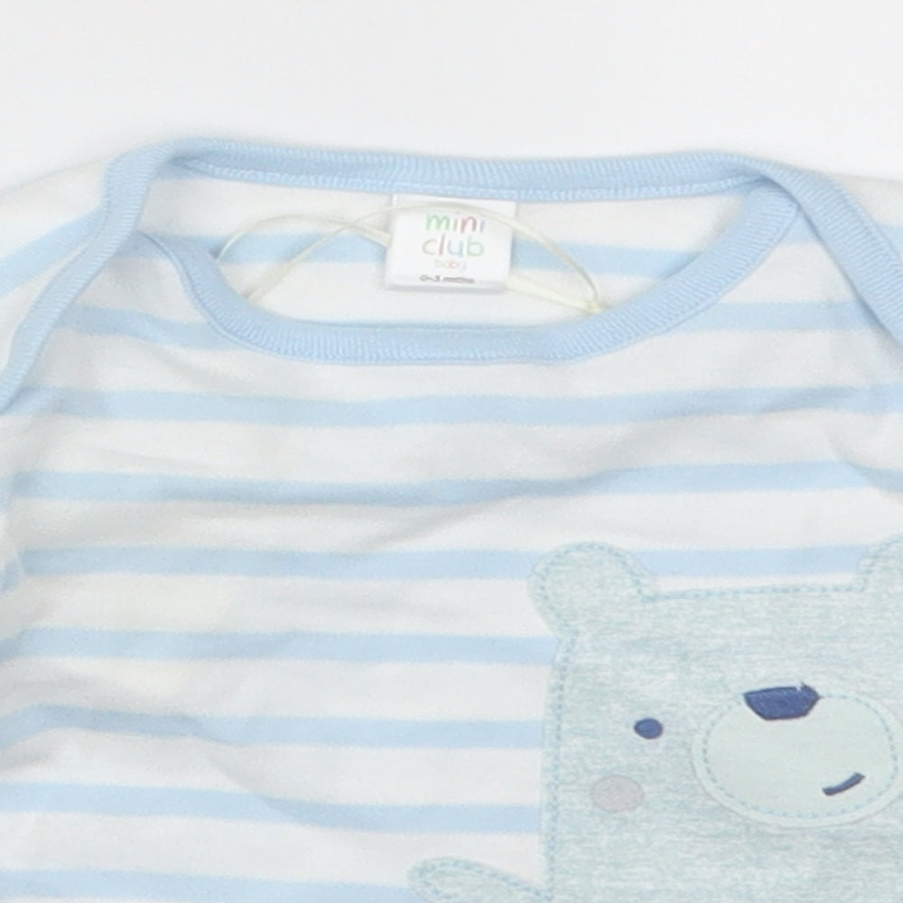 Mini Club Boys Blue Striped  Basic T-Shirt Size 0-3 Months  - B Is For Bear and Baby