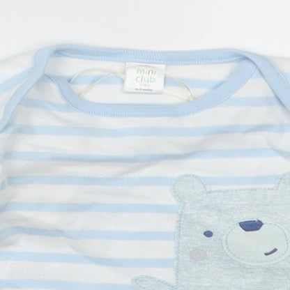 Mini Club Boys Blue Striped  Basic T-Shirt Size 0-3 Months  - B Is For Bear and Baby