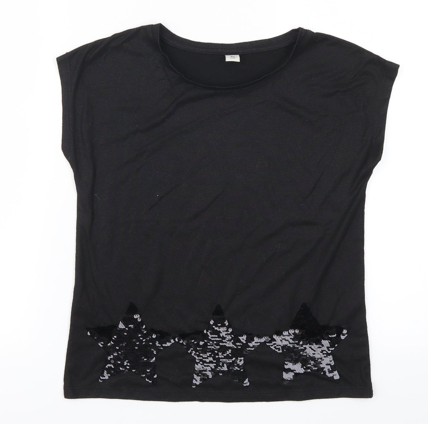 TU Girls Black   Basic T-Shirt Size 10 Years  - Stars