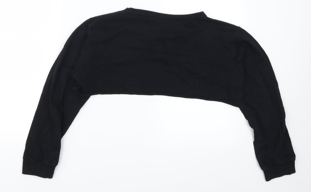 PRETTYLITTLETHING Womens Black   Pullover Sweatshirt Size 8  - Cropped