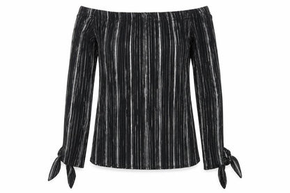 Leisure Womens Silver Striped  Basic T-Shirt Size 8