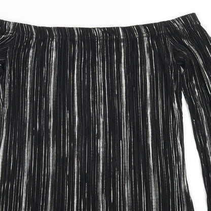 Leisure Womens Silver Striped  Basic T-Shirt Size 8