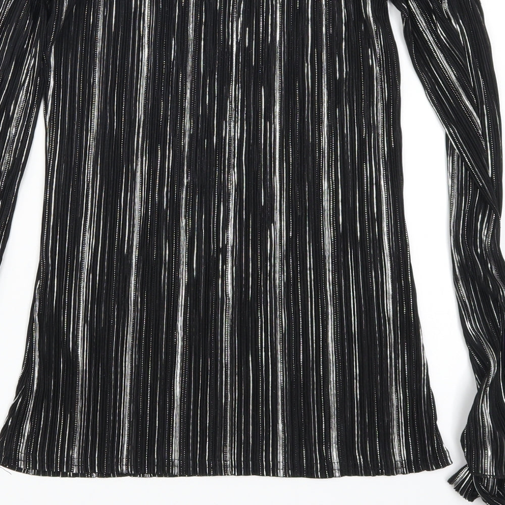 Leisure Womens Silver Striped  Basic T-Shirt Size 8