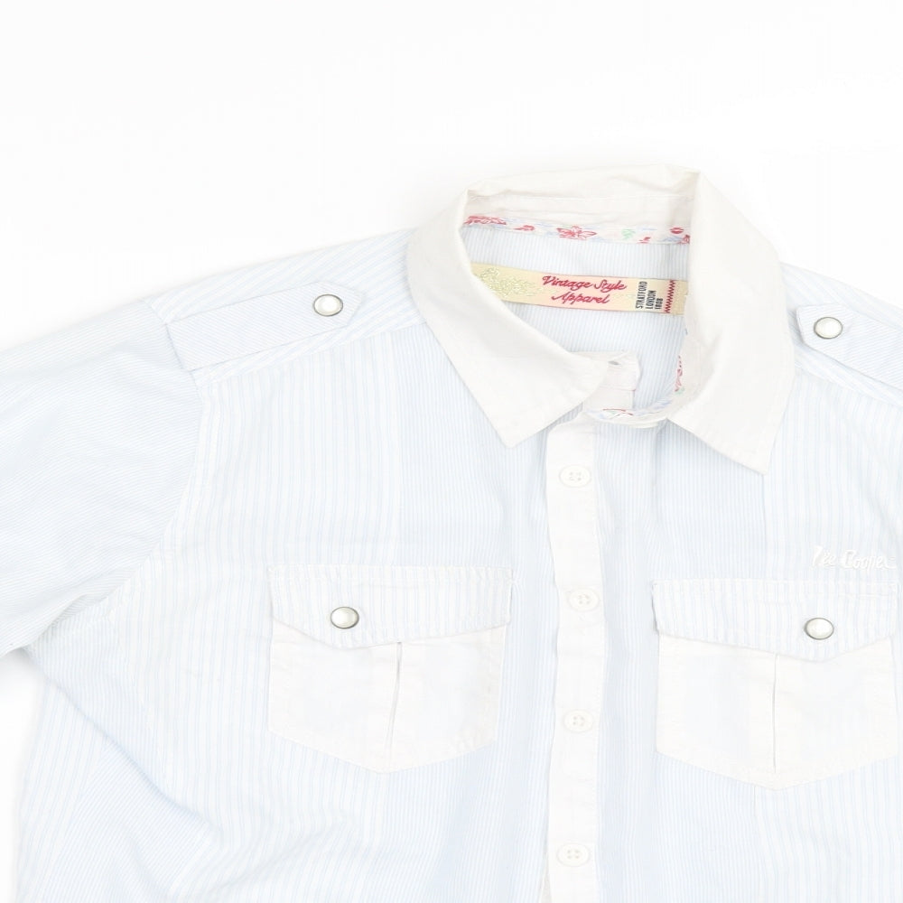 Womens UK Size 8 Lee Cooper Blue Basic Button-Up