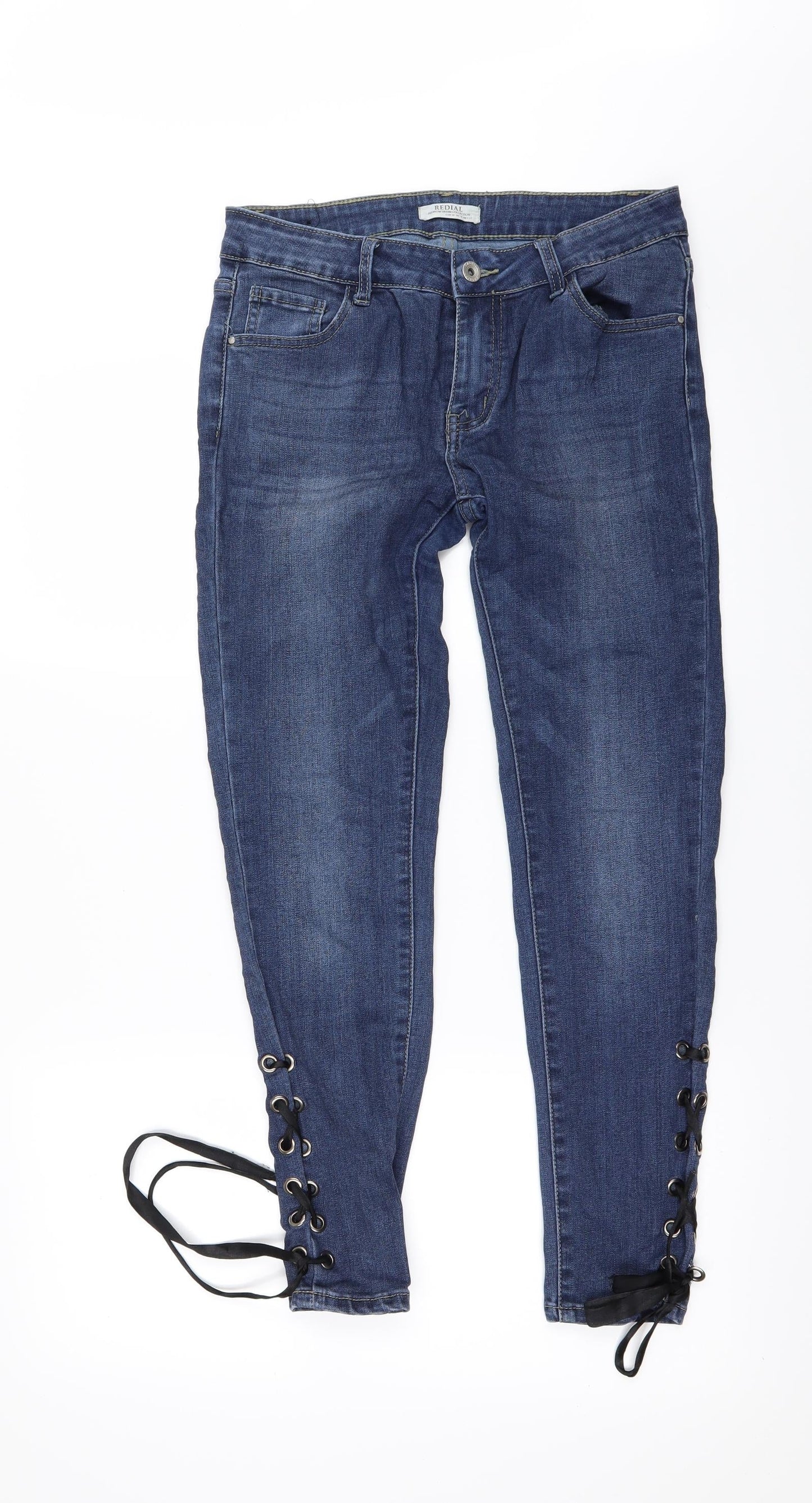 REDAIL Womens Blue  Denim Skinny Jeans Size 10 L28 in - Ankle Slits