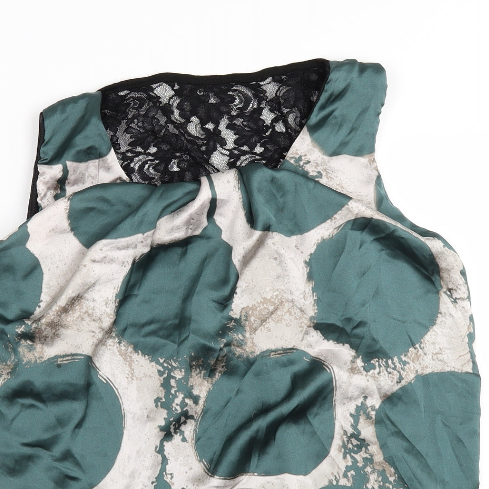 Womens UK Size M Preworn Green Tunic Blouse