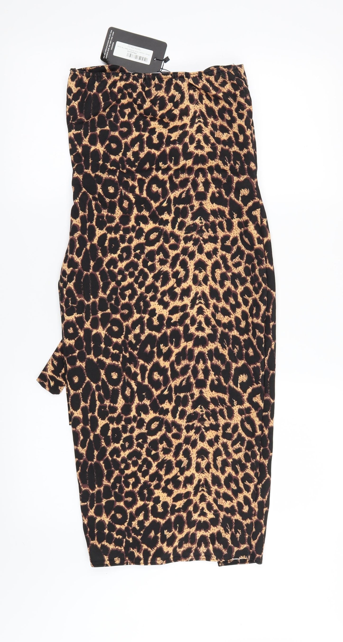 PRETTYLITTLETHING Womens Brown Animal Print  Maxi  Size 4  - STRAPLESS