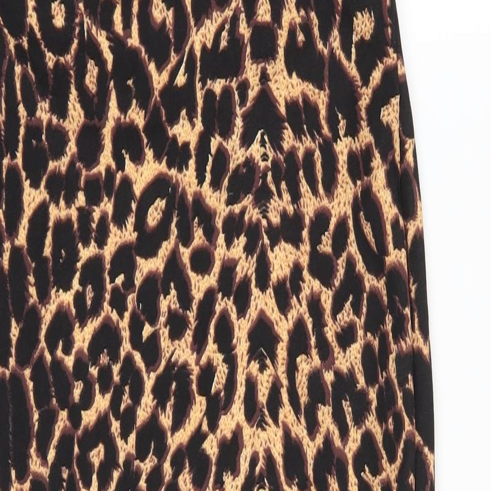 PRETTYLITTLETHING Womens Brown Animal Print  Maxi  Size 4  - STRAPLESS