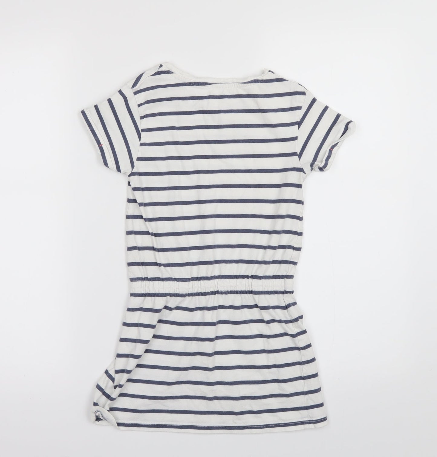 Vertbaudet Girls White Striped  T-Shirt Dress  Size 5 Years