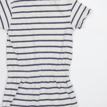 Vertbaudet Girls White Striped  T-Shirt Dress  Size 5 Years