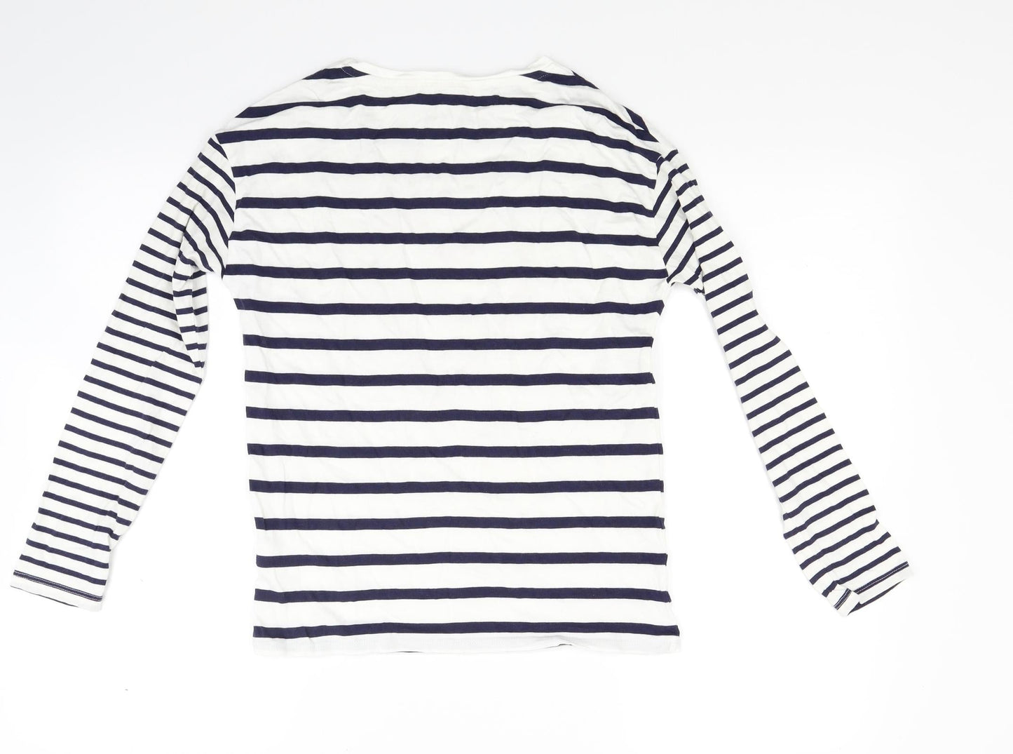 TU Womens White Striped Jersey Pullover Sweatshirt Size 8  - Heart Print