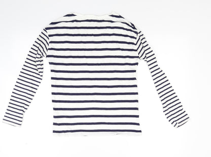 TU Womens White Striped Jersey Pullover Sweatshirt Size 8  - Heart Print
