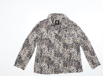 Very Womens Brown Animal Print Fleece Top Pyjama Top Size 12