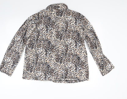 Very Womens Brown Animal Print Fleece Top Pyjama Top Size 12