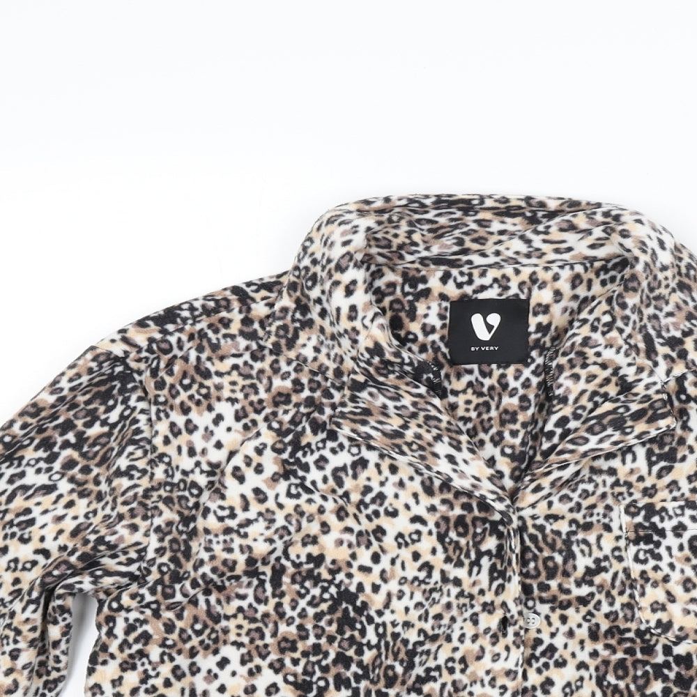 Very Womens Brown Animal Print Fleece Top Pyjama Top Size 12