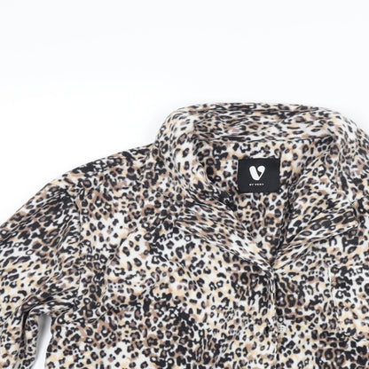 Very Womens Brown Animal Print Fleece Top Pyjama Top Size 12