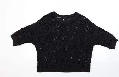 Womens UK Size 10 Kaleidoscope Black Basic T-Shirt