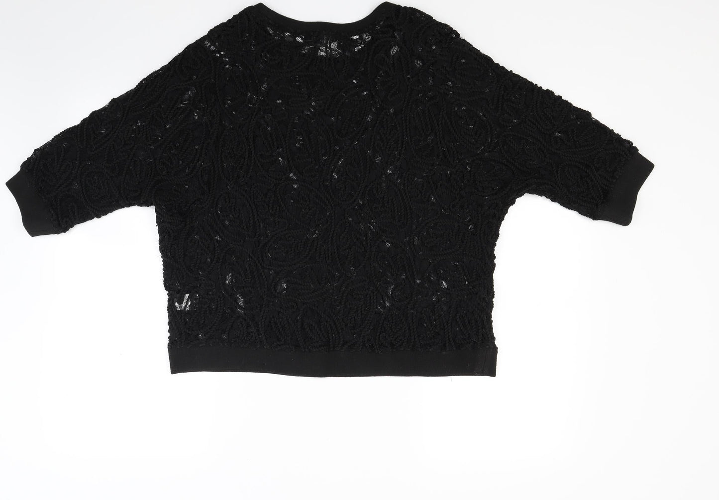 Womens UK Size 10 Kaleidoscope Black Basic T-Shirt