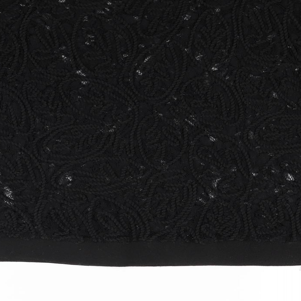 Womens UK Size 10 Kaleidoscope Black Basic T-Shirt
