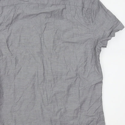 Mens UK Size M House of Fraser Grey  Button-Up Short Sleeve Casual Shirt