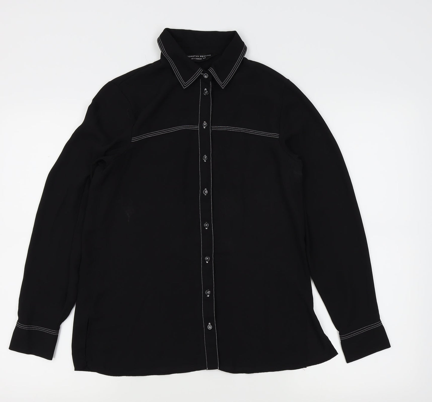 Womens UK Size 8 Dorothy Perkins Black Basic Button-Up