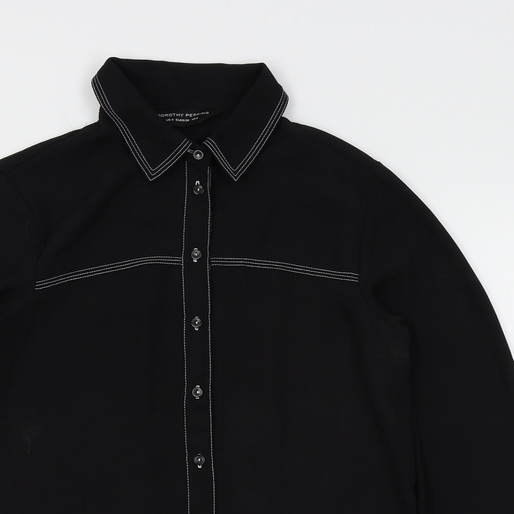 Womens UK Size 8 Dorothy Perkins Black Basic Button-Up