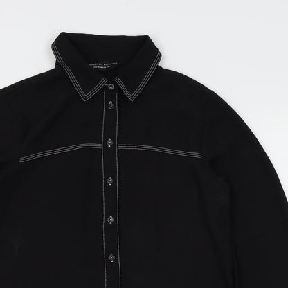 Womens UK Size 8 Dorothy Perkins Black Basic Button-Up