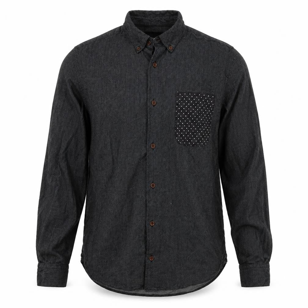 Mens UK Size S ASOS Black  Button-Up Long Sleeve Casual Shirt