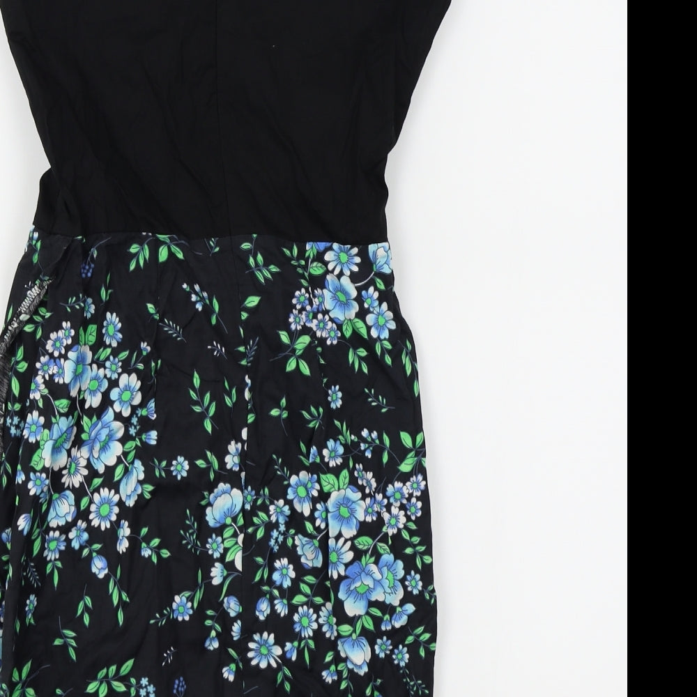 you Womens Black Floral  Fit & Flare  Size S