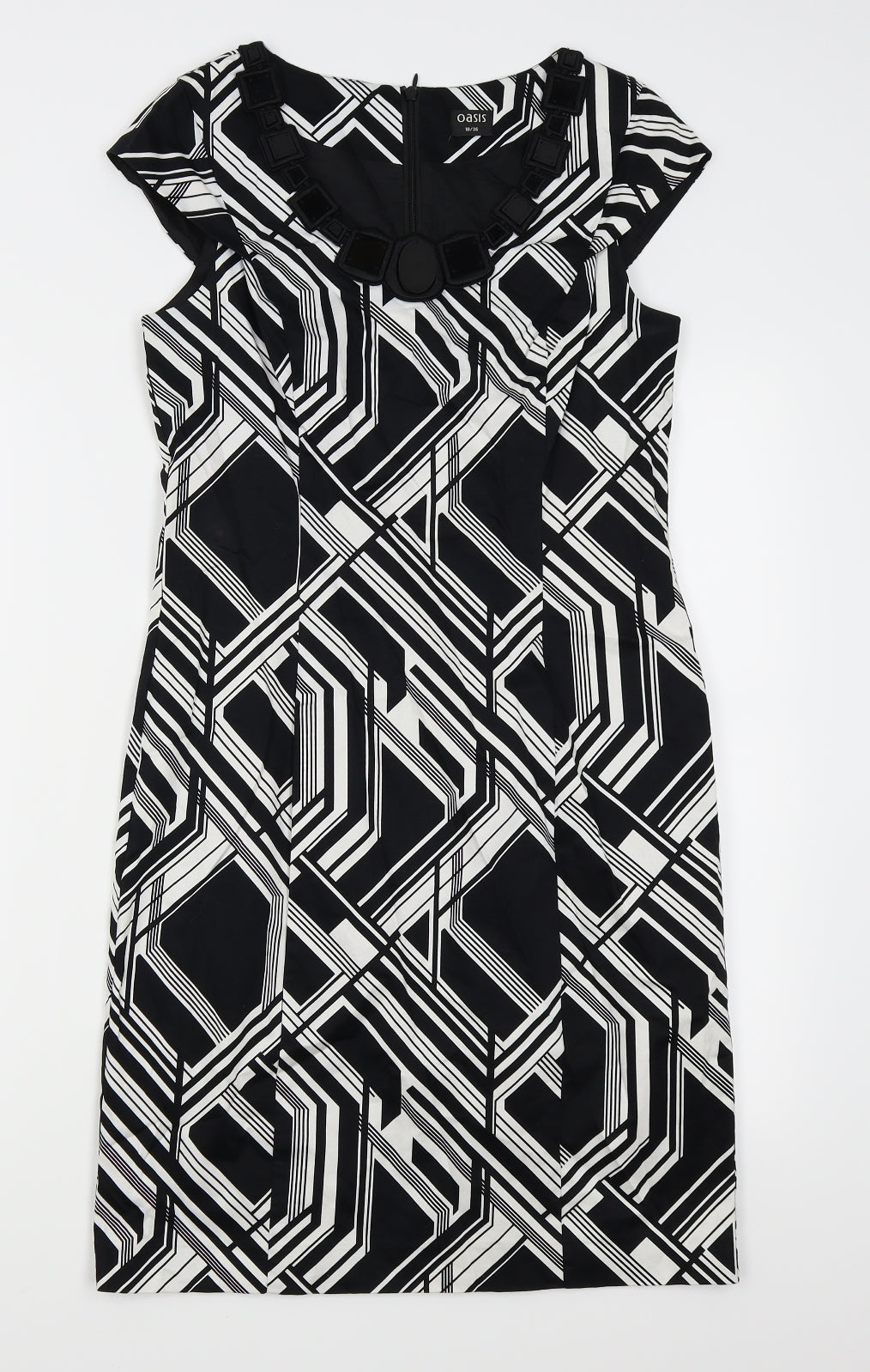Oasis Womens Black Geometric  Pencil Dress  Size 10