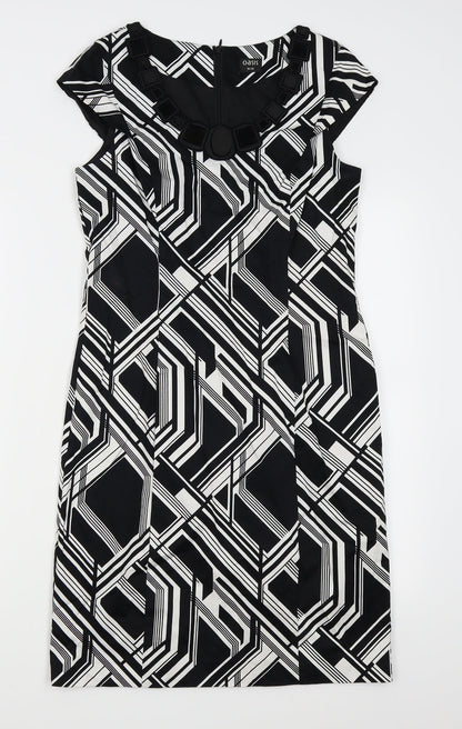 Oasis Womens Black Geometric  Pencil Dress  Size 10