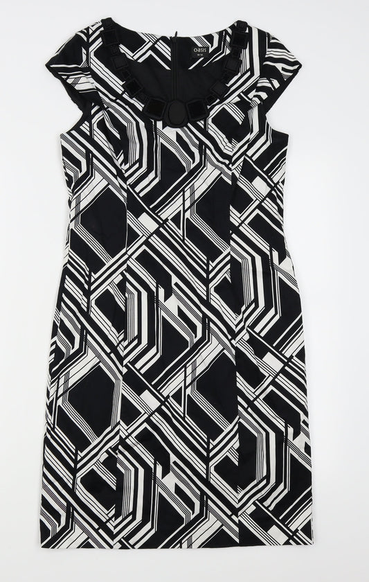 Oasis Womens Black Geometric  Pencil Dress  Size 10