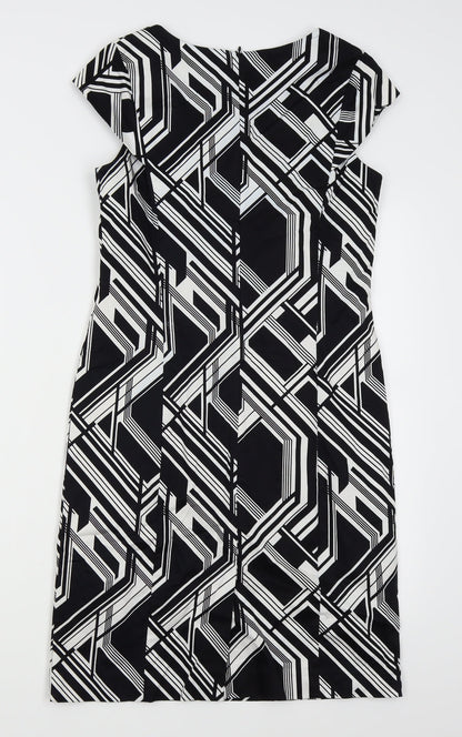 Oasis Womens Black Geometric  Pencil Dress  Size 10