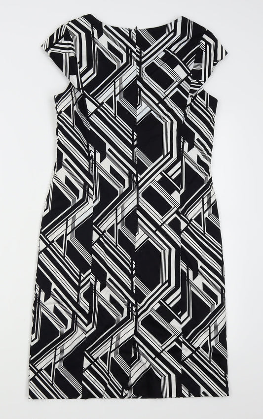 Oasis Womens Black Geometric  Pencil Dress  Size 10