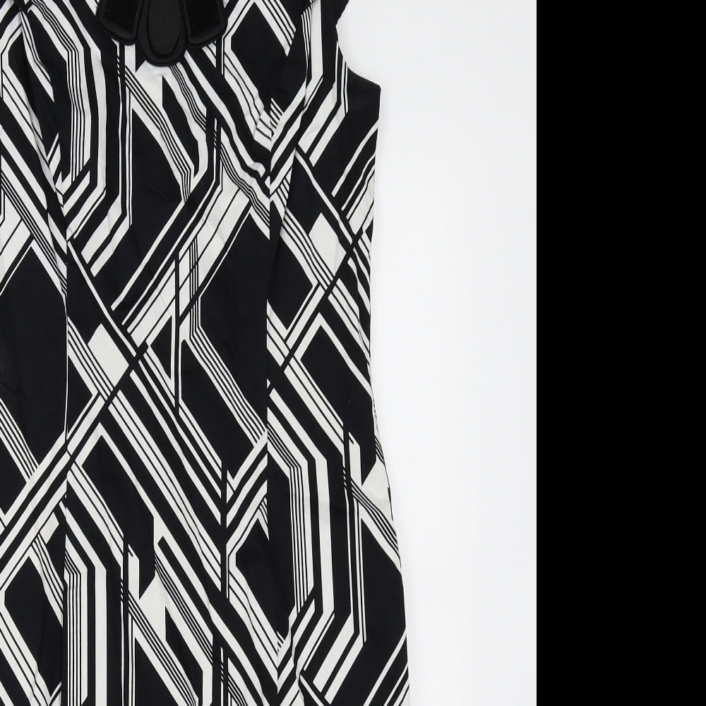 Oasis Womens Black Geometric  Pencil Dress  Size 10