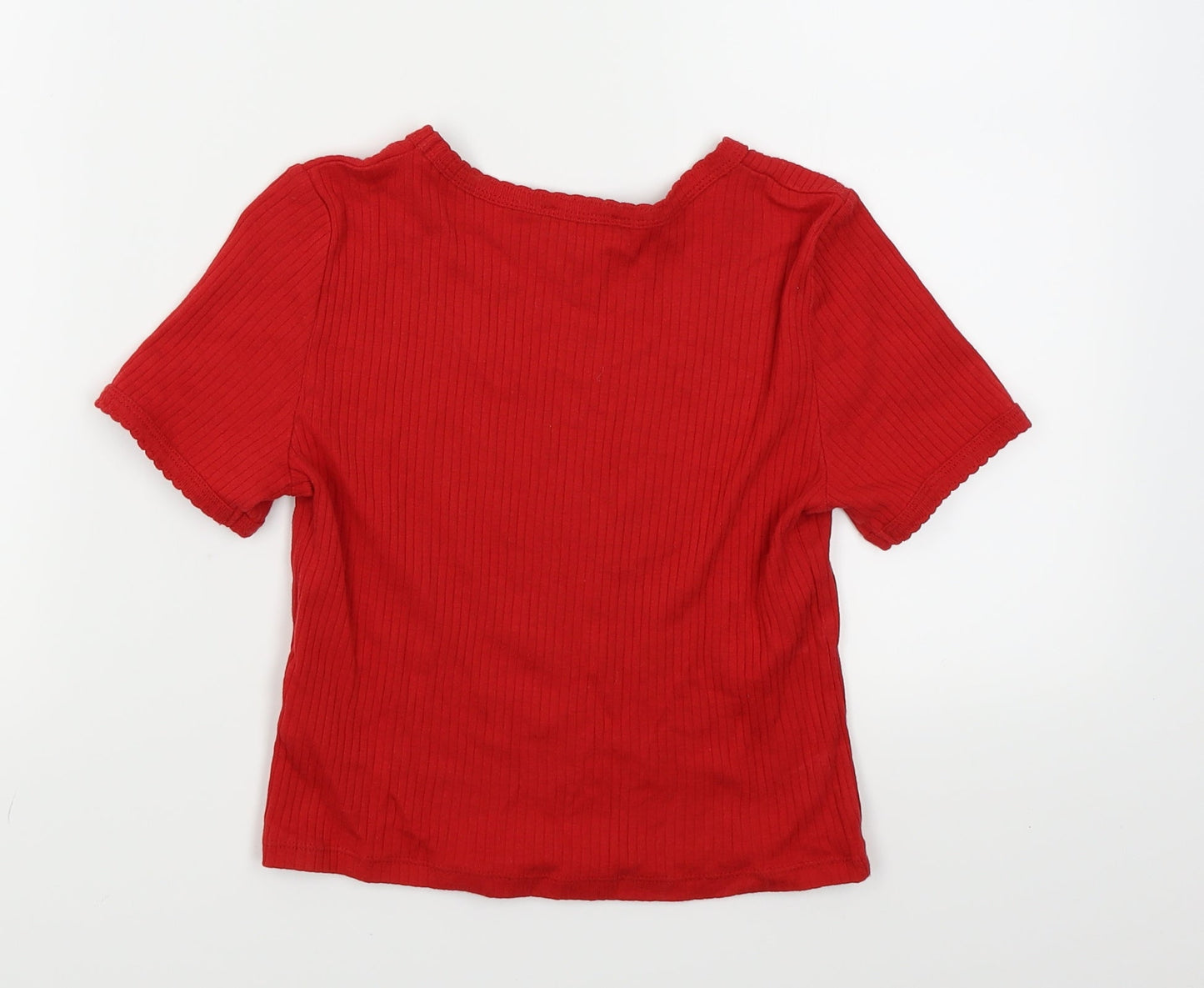 Womens UK Size 8 Topshop Red Basic T-Shirt