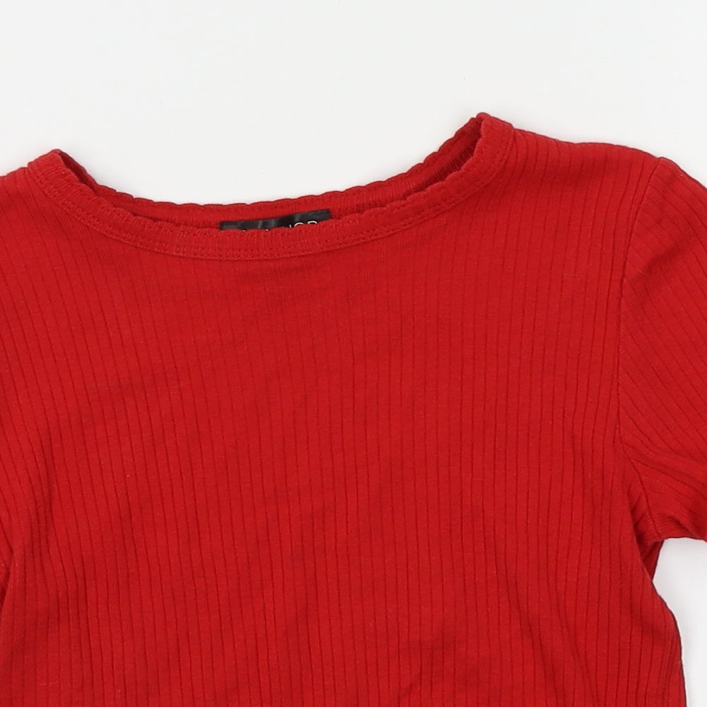 Womens UK Size 8 Topshop Red Basic T-Shirt
