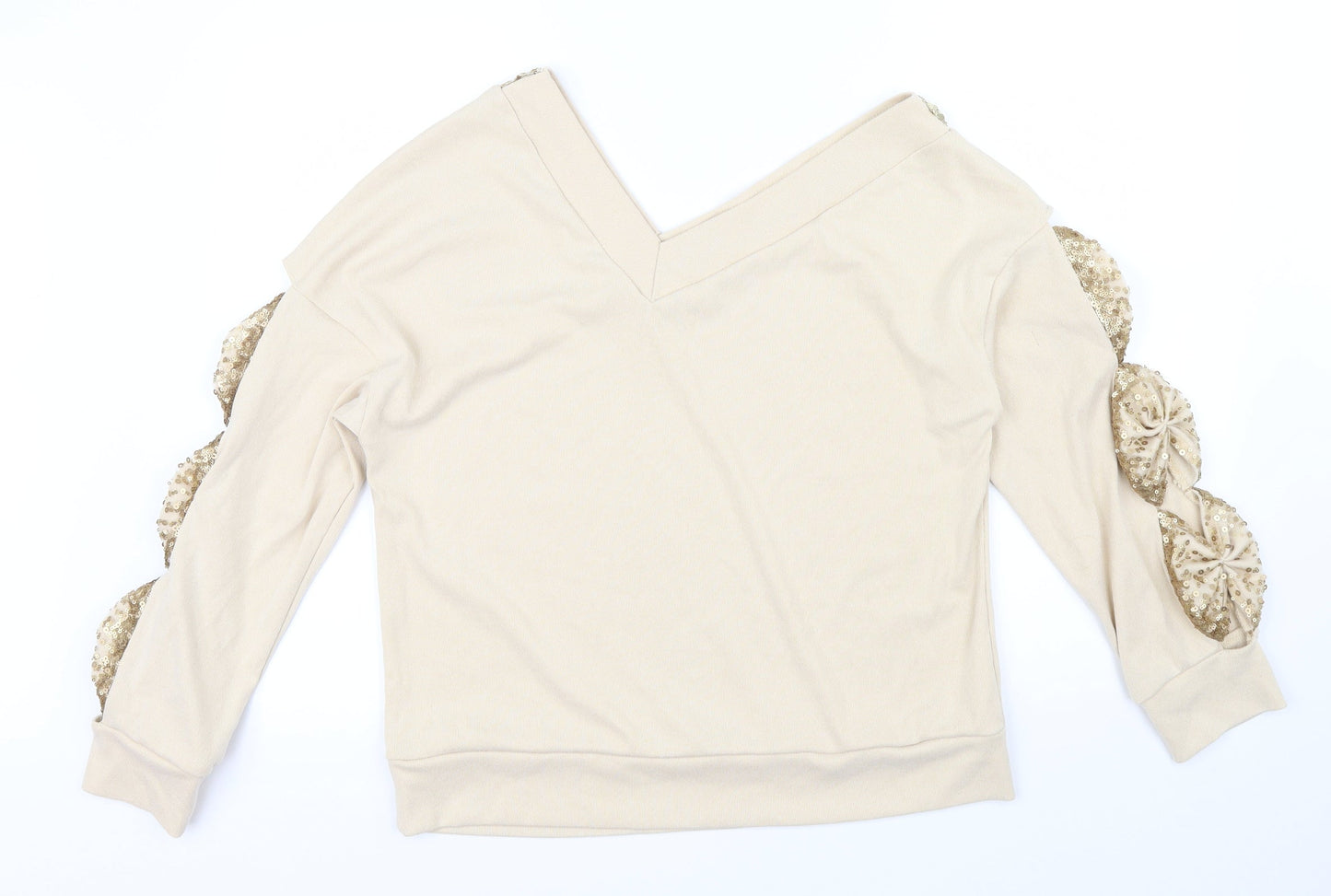 sheilay Womens Beige   Henley Jumper Size XL  - RUFFLE